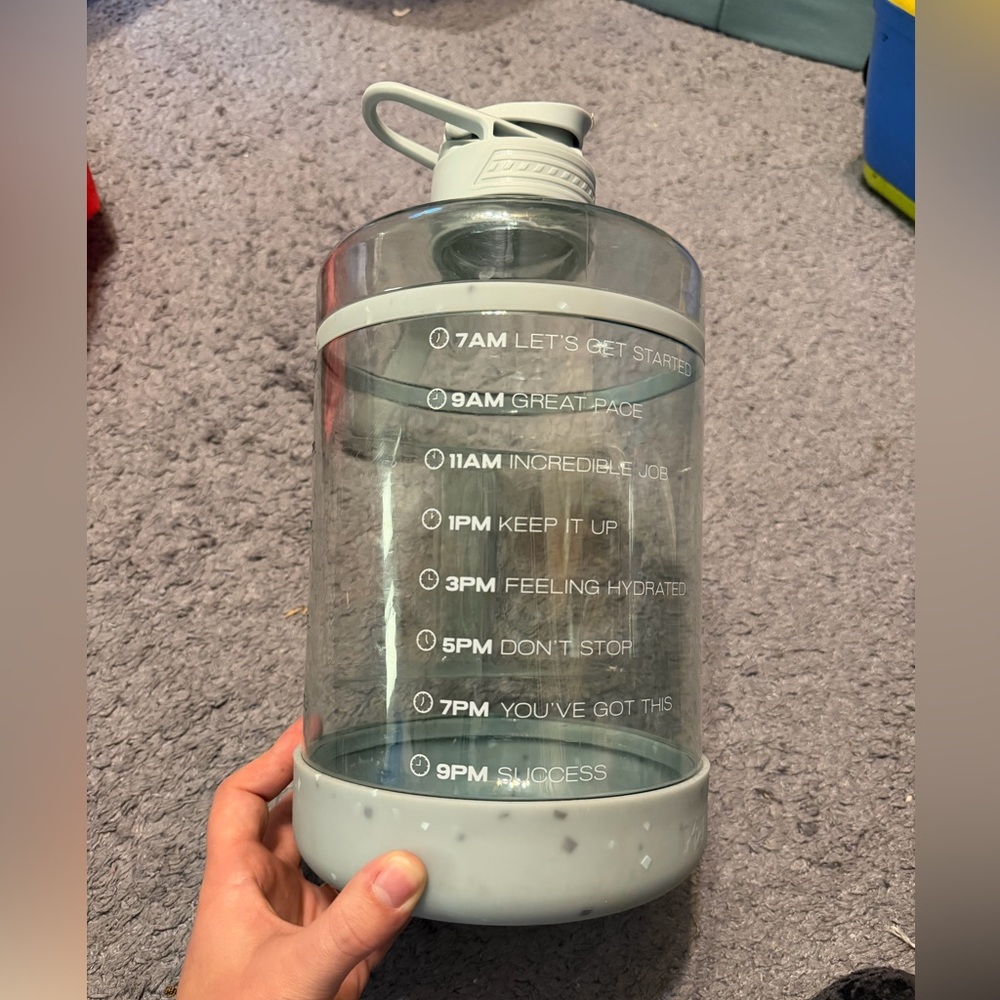 POPFLEX Light Blue Motivational Water Bottle w/ Doggy Dish